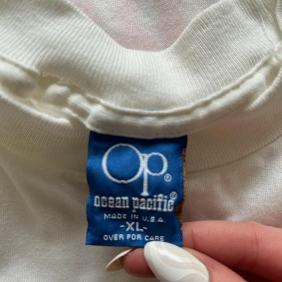 OCEAN PACIFIC rare 80s vintage op Black Lite Beach Surfing XL Tee Shirt - Picture 2 of 3